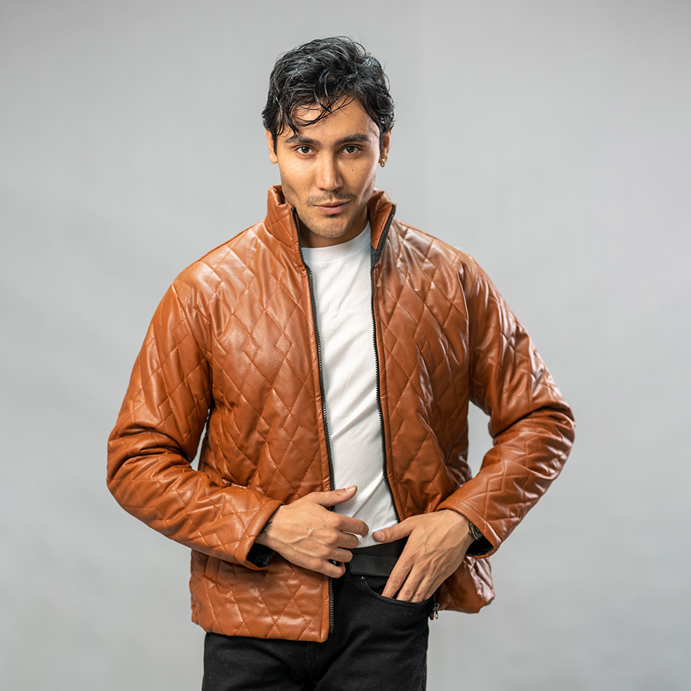 کاپشن چرم مدل 4030 قهوه ای