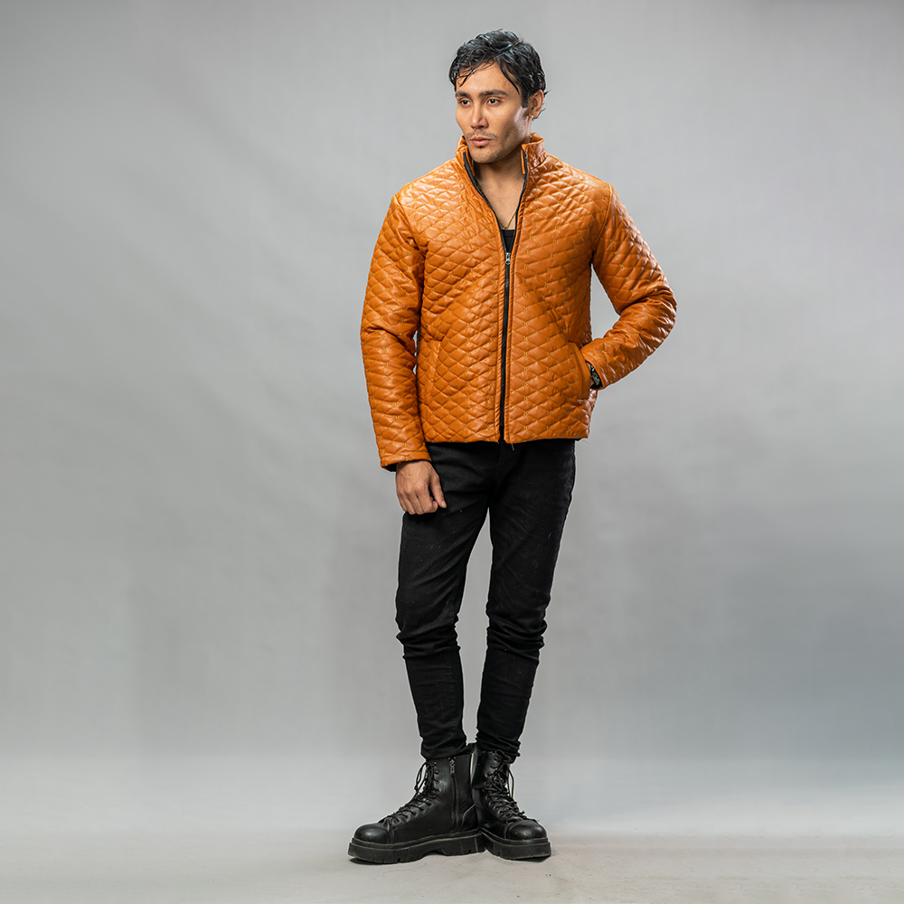 کاپشن چرم مدل سیسیل عسلی