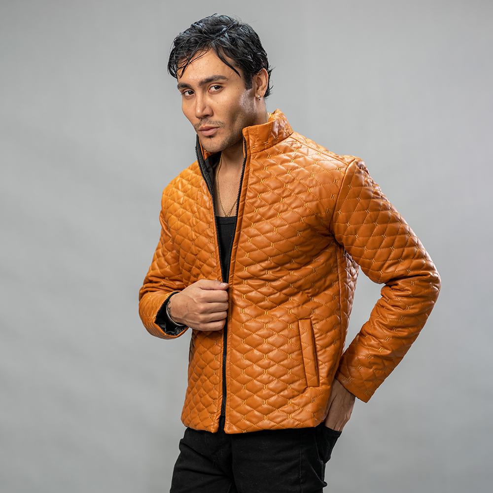 کاپشن چرم مدل سیسیل عسلی